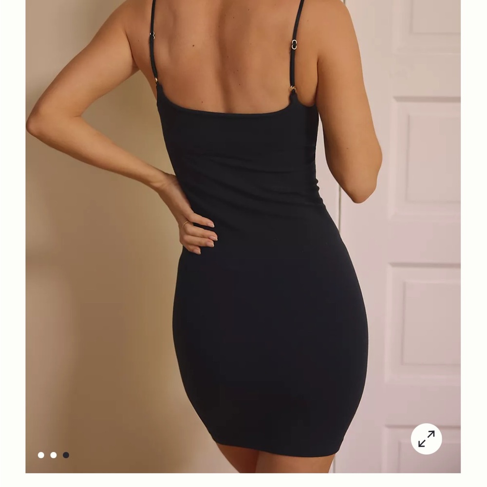 By Anthropologie Seamless Bodycon Knit Black Mini Dress Size S/M - Picture 4 of 10